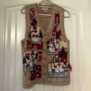 Vintage Metallic Christmas Vest